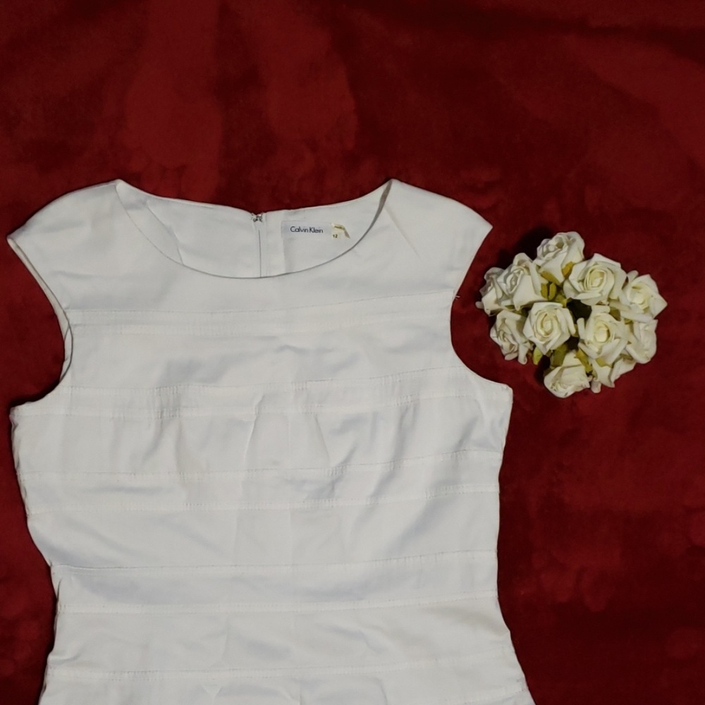 Calvin Klein beautiful white dress sz-12 - Picture 3 of 5